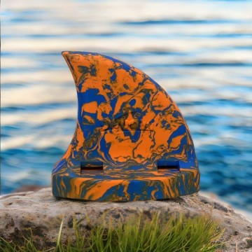 Coral splash blue and orange marble